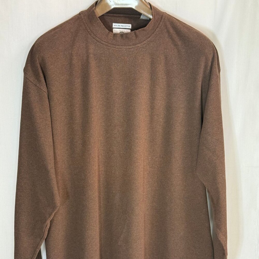 Lone Cypress Men's Fine Pima Cotton Crew Neck Long Sleeves Pullover - Brown - XL